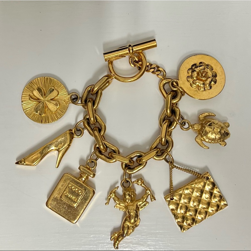 Vintage Iconic Chanel Charms Chunky Bracelet
